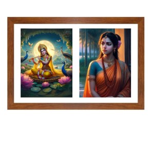 Radha and sita Photo Frame - 17x21Inches - Spiritual Artwork for Home Decor, Puja Room and Office Decoration