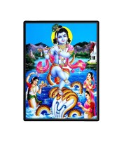 Kaaliya Naag With Baby Krishna Laminated Photo (11x13 Inches Without glass) Divine Blessings for Table and Walls,Home & Office and Temple Decoration