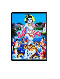 Kaaliya Naag With Baby Krishna Laminated Photo (13x15 Inches Without glass) Divine Blessings for Table and Walls,Home & Office and Temple Decoration