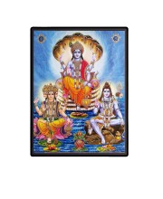 Brahma Vishnu & Shiva Laminated Photo - 5x7 Inches, Divine Blessings for Home & Office and Temple Decoration