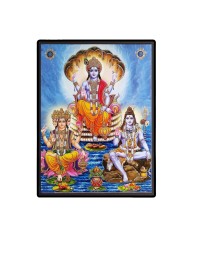 Brahma Vishnu & Shiva Laminated Photo - 5x7 Inches, Divine Blessings for Home & Office and Temple Decoration