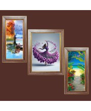 3-Pack Stunning painting Photo Frames - 2 Pieces 10x17 Inch & 1 Piece 14x17 Inch - Rustic Wall Art for Home & Office Decor - Botanical Wall Hanging for Living Room, Bedroom, or Workspace