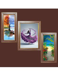 3-Pack Stunning painting Photo Frames - 2 Pieces 12x19 Inch & 1 Piece 16x19 Inch - Rustic Wall Art for Home & Office Decor - Botanical Wall Hanging for Living Room, Bedroom, or Workspace