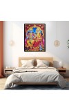 Lord Vishnu Maa Lakshmi Laminated Photo (13x15 Inches Without glass) Divine Blessings for Table and Walls,Home & Office and Temple Decoration