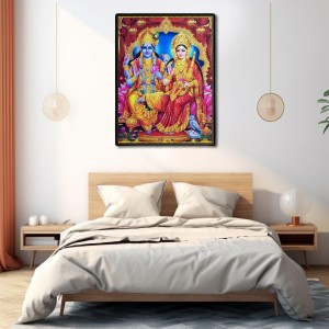Vishnu Lakshmi Laminated Photo - 5x7 Inches, Divine Blessings for Home & Office and Temple Decoration