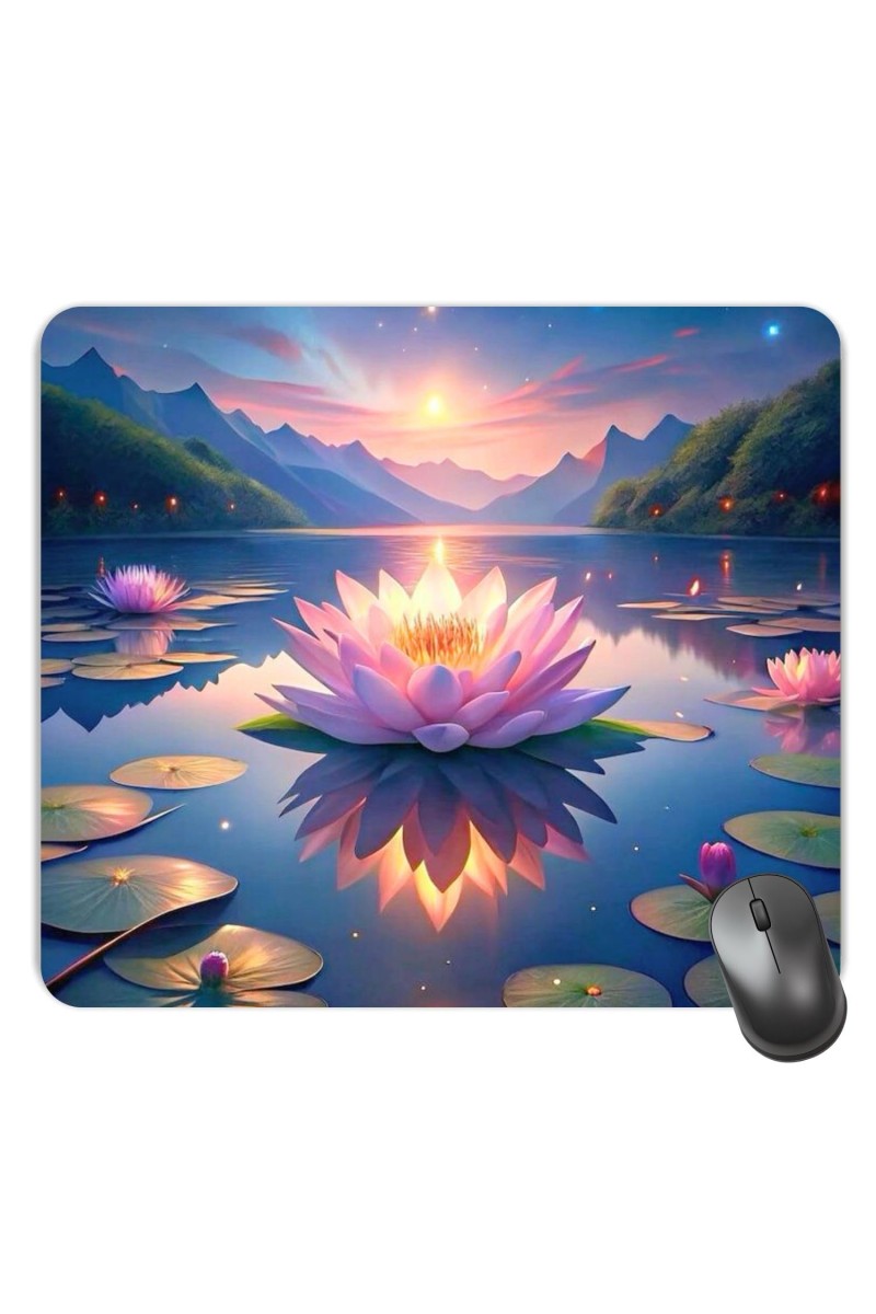 Customized Beautiful Lotus Picture Sublimation Mouse Pad | 8 X 7.5 Inch | Smooth Cloth Surface | Non-Slip Rubber Base | Personalized Mousepad for Laptop & Desktop (F17256)