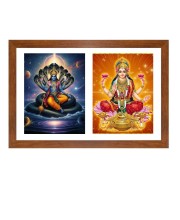 Lord vishnu and goddes lakshmi Photo Frame - 15x19Inches - Spiritual Artwork for Home Decor, Puja Room and Office Decoration