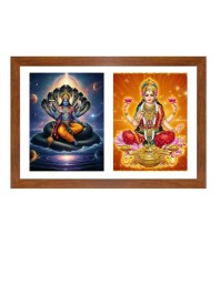 Lord vishnu and goddes lakshmi Photo Frame - 15x19Inches - Spiritual Artwork for Home Decor, Puja Room and Office Decoration