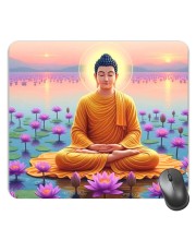 Customized Lord Buddha Picture Sublimation Mouse Pad | 8 X 7.5 Inch | Smooth Cloth Surface | Non-Slip Rubber Base | Personalized Mousepad for Laptop & Desktop (F17254)
