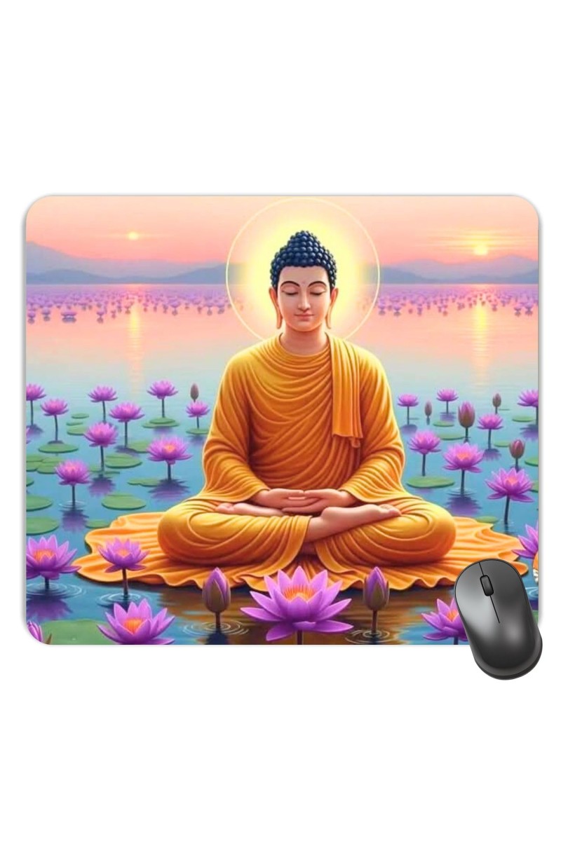 Customized Lord Buddha Picture Sublimation Mouse Pad | 8 X 7.5 Inch | Smooth Cloth Surface | Non-Slip Rubber Base | Personalized Mousepad for Laptop & Desktop (F17254)