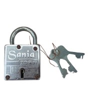 Hi Tech Sales New Square Lock (Sania Zoom) 8 lvr | Iron Body 60 mm | 3 Silver Keys | 1 Lock