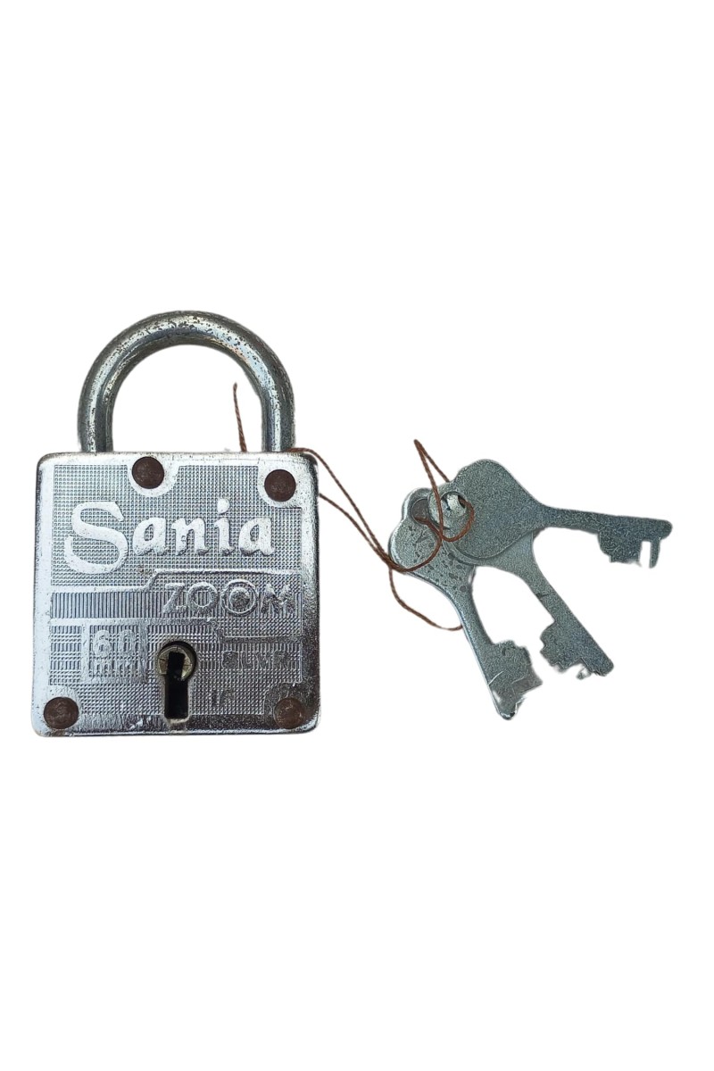 Hi Tech Sales New Square Lock (Sania Zoom) 8 lvr | Iron Body 60 mm | 3 Silver Keys | 1 Lock