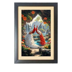 The orange color peacocks Photo Frame Funny Animal and Bird Cartoon Art, Black color, 15x19 Inch The orange color peacocks Photo Frame Funny Animal and Bird Cartoon Art, Black color, 15x19 Inch