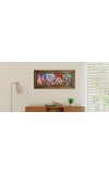 Hitech Sales Shree Ram Sita, Hanuman Ji, and Lord Shiv Parvati, and Shree Krishna Radha God Photos in One Photo Frame (16.6 x 6.6 inches, Golden, Pvc Frame)