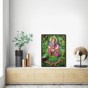 Radha Laminated Photo - 9x11 Inches, Divine Blessings for Home & Office and Temple Decoration