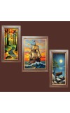 3-Pack Sailing into Serenity painting Photo Frames - 2 Pieces 6x13 Inch & 1 Piece 10x13 Inch - Rustic Wall Art for Home & Office Decor - Botanical Wall Hanging for Living Room, Bedroom, or Works