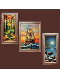 3-Pack Sailing into Serenity painting Photo Frames - 2 Pieces 6x13 Inch & 1 Piece 10x13 Inch - Rustic Wall Art for Home & Office Decor - Botanical Wall Hanging for Living Room, Bedroom, or Works
