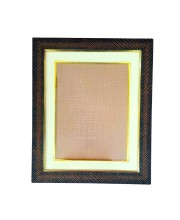 Decorative Photo Frame with Textured Brown & Black Border – Golden Inner Trim, Tabletop & Wall Mount Display (Black & Golden)