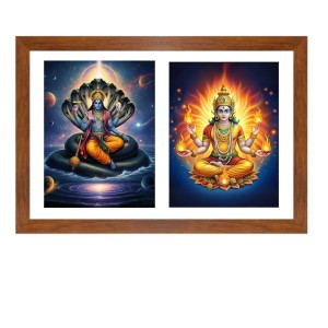 Lord vishnu and agni dev Photo Frame - 19x23Inches - Spiritual Artwork for Home Decor, Puja Room and Office Decoration