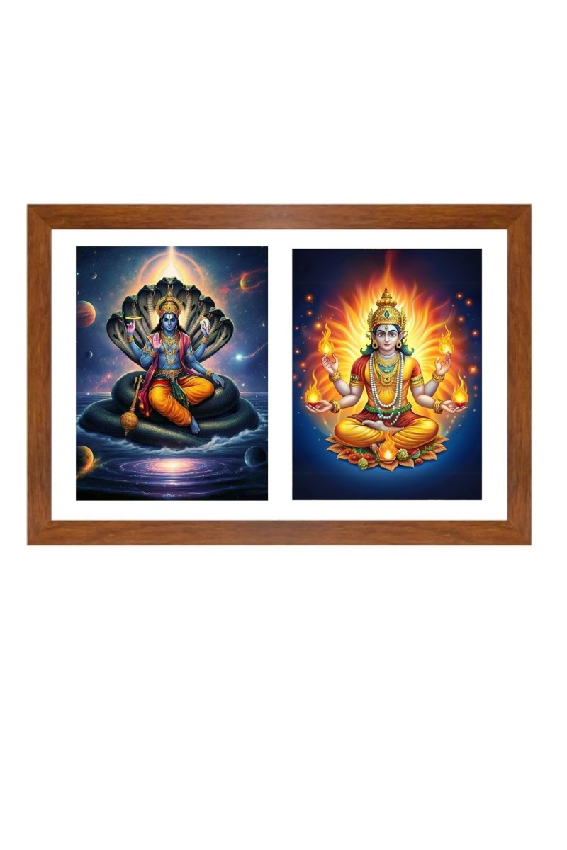 Lord vishnu and agni dev Photo Frame - 15x19Inches - Spiritual Artwork for Home Decor, Puja Room and Office Decoration