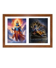 lord indra and vishnu Photo Frame - 13x17Inches - Spiritual Artwork for Home Decor, Puja Room and Office Decoration
