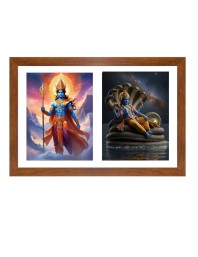 lord indra and vishnu Photo Frame - 15x19Inches - Spiritual Artwork for Home Decor, Puja Room and Office Decoration