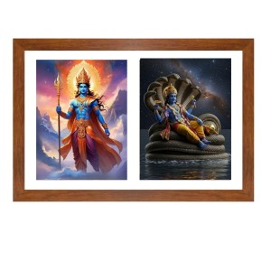 lord indra and vishnu Photo Frame - 15x19Inches - Spiritual Artwork for Home Decor, Puja Room and Office Decoration