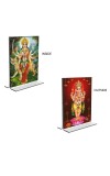 Lord Ganesh & Debi Durga Acrylic T-Style Photo Stand, Compact and Stylish Spiritual Display, easily change 2 photos (Pack of 1)