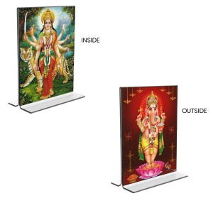 Lord Ganesh & Debi Durga Acrylic T-Style Photo Stand - 7x9 Inches, Compact and Stylish Spiritual Display, easily change 2 photos (Pack of 1) Lord Ganesh & Debi Durga Acrylic T-Style Photo Stand - 7x9 Inches, Compact and Stylish Spiritual Display, easily change 2 photos (Pack of 1)