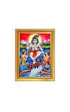 Bal Krishna Dancing On Kaliya Naag Photo Frame - 10x14 Inches, Brown Wooden Frame for Home, Office & Temple Decoration