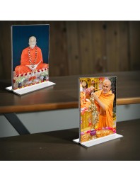 Sri Ramakrishna Paramhansa & Swami Narayan Acrylic T-Style Photo Stand - 9x11 Inches, Compact and Stylish Spiritual Display, easily change 2 photos (Pack of 1)