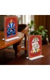 Sri Ganesh & Panchmukhi Hanuman Acrylic T-Style Photo Stand, Compact and Stylish Spiritual Display, easily change 2 photos (Pack of 1)