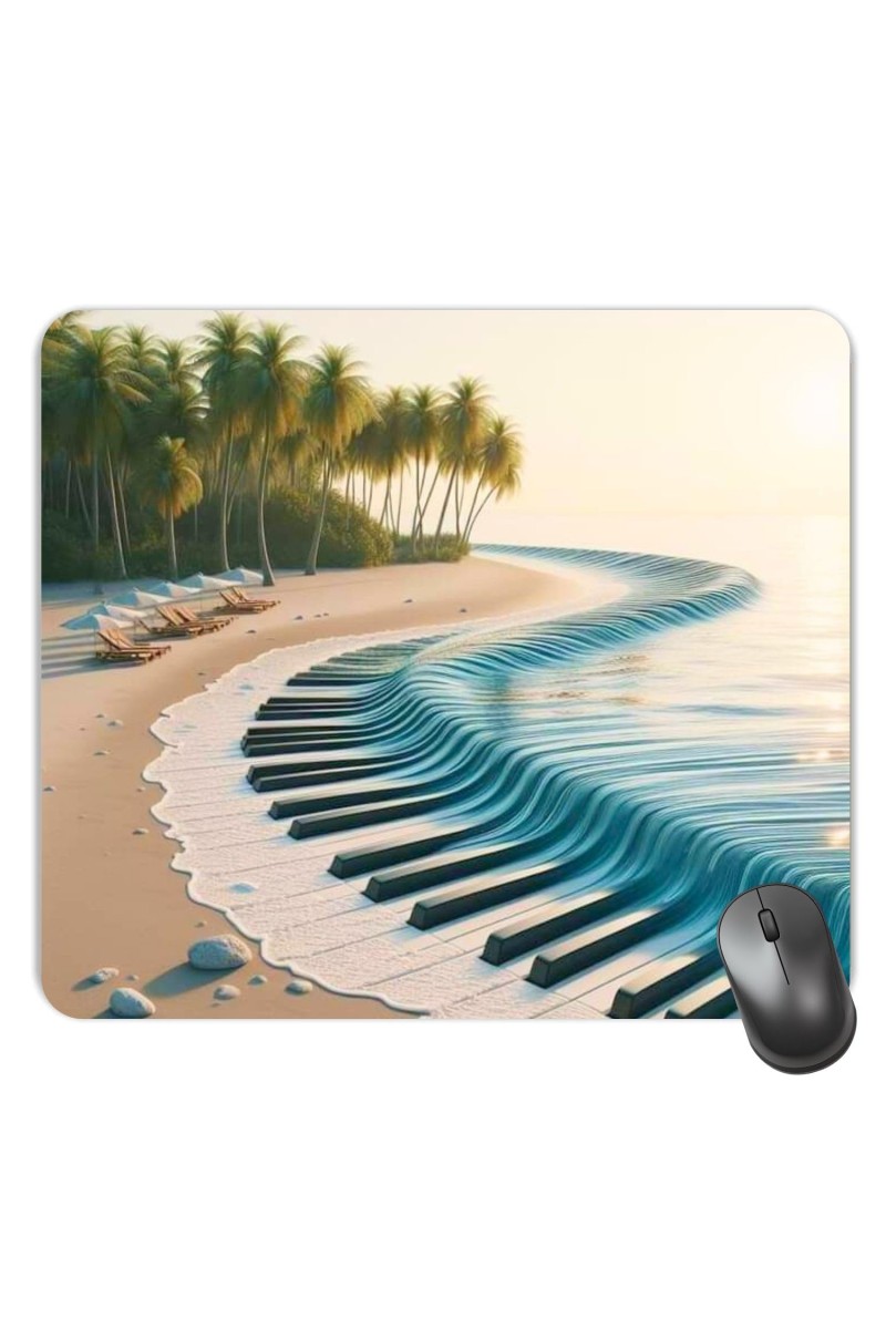 Customized Piano in Sea Picture Sublimation Mouse Pad | 8 X 7.5 Inch | Smooth Cloth Surface | Non-Slip Rubber Base | Personalized Mousepad for Laptop & Desktop (F17363)