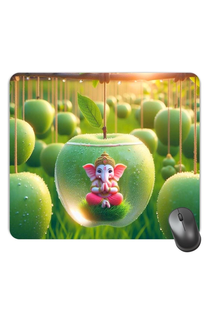 Customized Lord Ganesha Picture Sublimation Mouse Pad | 8 X 7.5 Inch | Smooth Cloth Surface | Non-Slip Rubber Base | Personalized Mousepad for Laptop & Desktop (F17129)