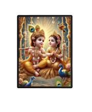 Baby Krishna Radha Laminated Photo - 11x13 Inches, Divine Blessings for Home & Office and Temple Decoration
