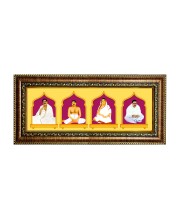 Hitech Sales Anukul Chandra Thakur Pariwar, Barda, Barama, Anukul Thakur, Babai Da - Photos in One Religious Photo Frame (16.6 x 6.6 inches, Golden, Pvc Frame)