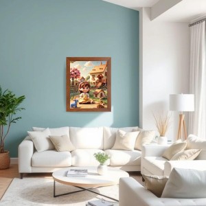 AI Funny Cute Girls with Toy Art Picture for Kids - 18x22 inches, Brown Color - Perfect Wall Decor for Children's Room AI Funny Cute Girls with Toy Art Picture for Kids - 18x22 inches, Brown Color - Perfect Wall Decor for Children's Room