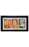 Hi tech Sales Dhan-laxmi, Ganesh, saraswati photo frame || synthetic photo Frame with Glass || Three Gods in Single Frame (Multicolor) for wall, living room, gifts, pooja