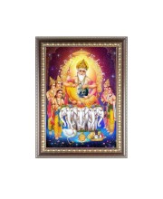 Lord Vishwakarma Photo Frame - 10x14 Inches, Brown Wooden Frame for Home, Office & Temple Decoration