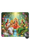 Customized Lakshmi Parvathi Saraswathi Picture Sublimation Mouse Pad | 8 X 7.5 Inch | Smooth Cloth Surface | Non-Slip Rubber Base | Personalized Mousepad for Laptop & Desktop (F17219)