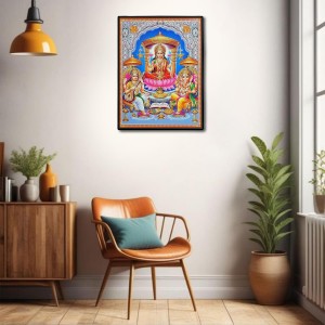 Lakshmi Saraswati & Ganesh Laminated Photo - 11x13 Inches, Divine Blessings for Home & Office and Temple Decoration
