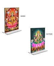 Car Desk/Table Top Maa Lakshmi Acrylic T-Style Photo Stand - 2.5x3.5 Inches, Compact and Stylish Spiritual Display, easily change 2 photos (Pack of 1)