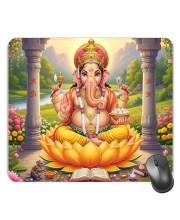 Customized Lord Ganesha Picture Sublimation Mouse Pad | 8 X 7.5 Inch | Smooth Cloth Surface | Non-Slip Rubber Base | Personalized Mousepad for Laptop & Desktop (F16990)