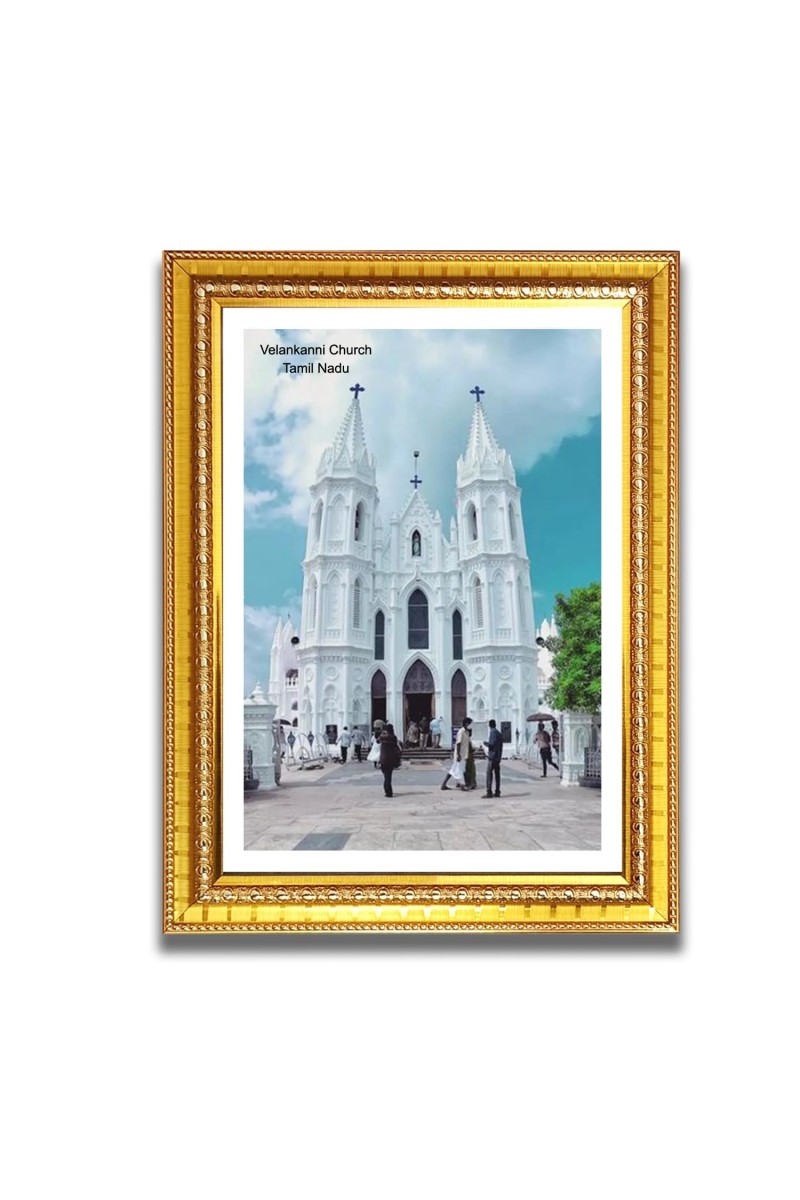 Velankanni Church Church Photo Frame, Beautiful Elegant Framed Wall Art of Iconic Cathedral