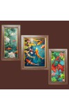 3-Pack Beautiful fish painting Photo Frames - 2 Pieces 6x13 Inch & 1 Piece 10x13 Inch - Rustic Wall Art for Home & Office Decor - Botanical Wall Hanging for Living Room, Bedroom, or Workspace