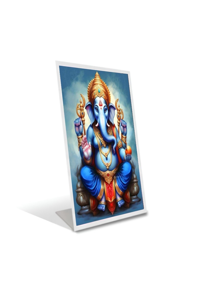Car Desk/Table Top Lord Ganesh Acrylic L-Style Photo Stand - 2.5x3.5 Inches, Compact And Stylish Spiritual Display (F6732)
