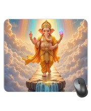 Customized Lord Ganesha Picture Sublimation Mouse Pad | 8 X 7.5 Inch | Smooth Cloth Surface | Non-Slip Rubber Base | Personalized Mousepad for Laptop & Desktop (F17140)