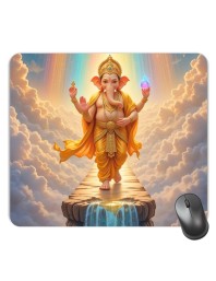 Customized Lord Ganesha Picture Sublimation Mouse Pad | 8 X 7.5 Inch | Smooth Cloth Surface | Non-Slip Rubber Base | Personalized Mousepad for Laptop & Desktop (F17140)