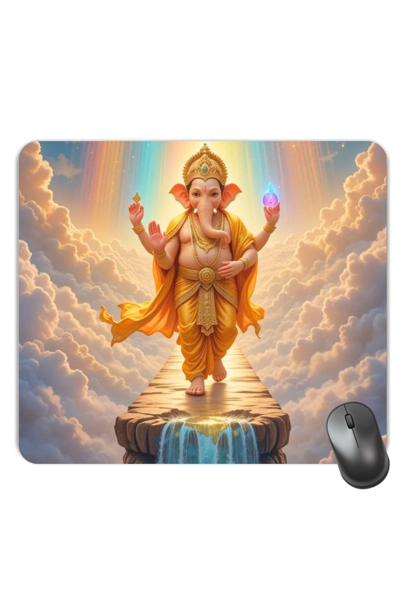 Customized Lord Ganesha Picture Sublimation Mouse Pad | 8 X 7.5 Inch | Smooth Cloth Surface | Non-Slip Rubber Base | Personalized Mousepad for Laptop & Desktop (F17140)
