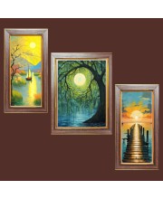3-Pack Dawnâ€™s Gentle Glow Photo Frames - 2 Pieces 10x17 Inch & 1 Piece 14x17 Inch - Rustic Wall Art for Home & Office Decor - Botanical Wall Hanging for Living Room, Bedroom, or Workspace